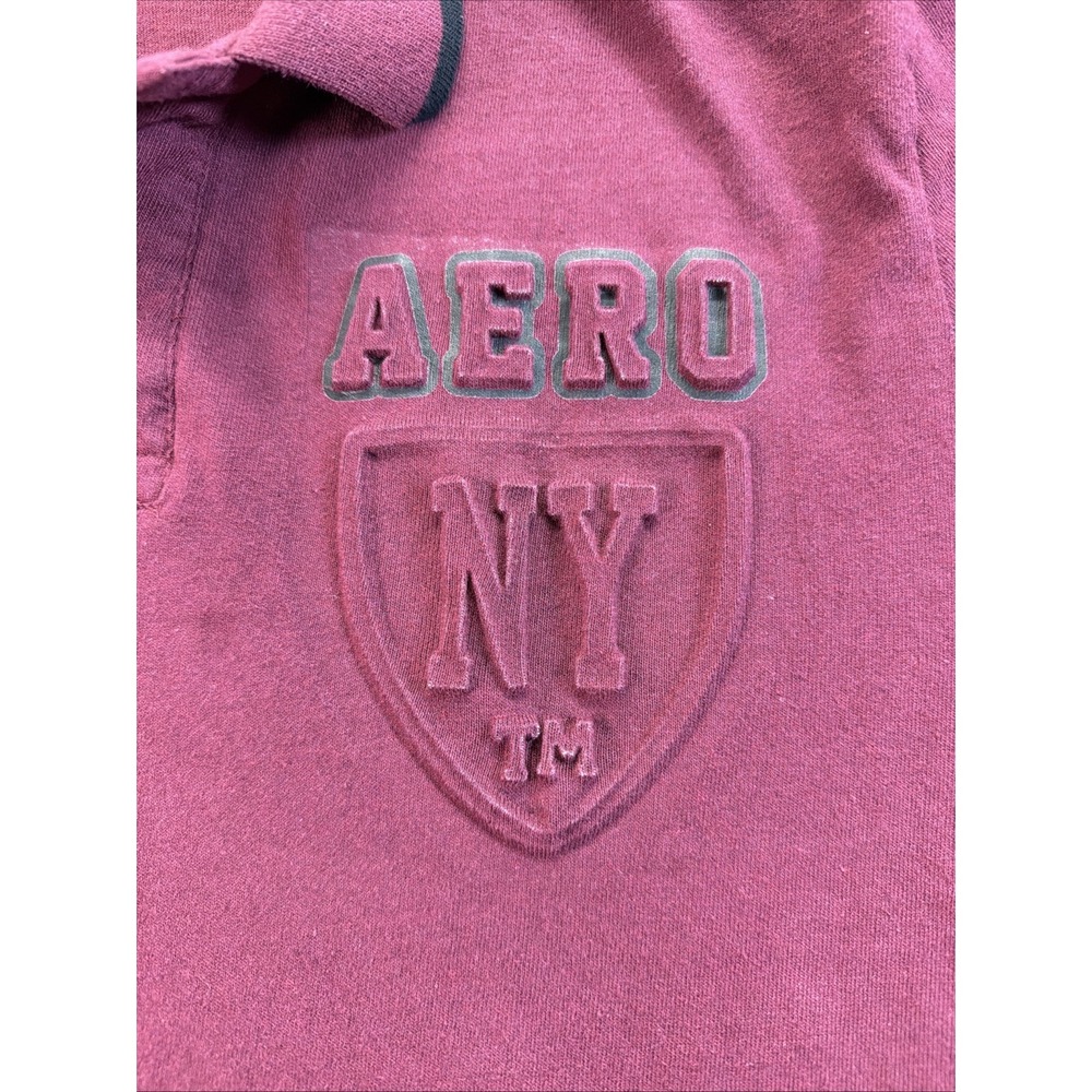Aeropostale Men's Size XL AERO NYC Maroon Short Sleeve Polo Shirt - Picture 3 of 9